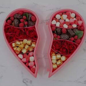 Best Friends Snack Tray 8 Slots NWT Heart Shaped Split For 2, Picnics, Movies